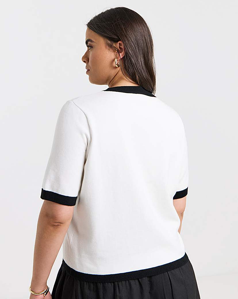 Contrast Short Sleeve Cardigan