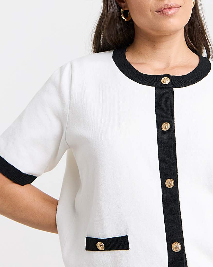 Contrast Short Sleeve Cardigan