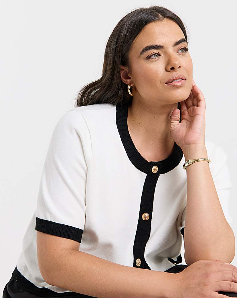 New In - Contrast Short Sleeve Cardigan