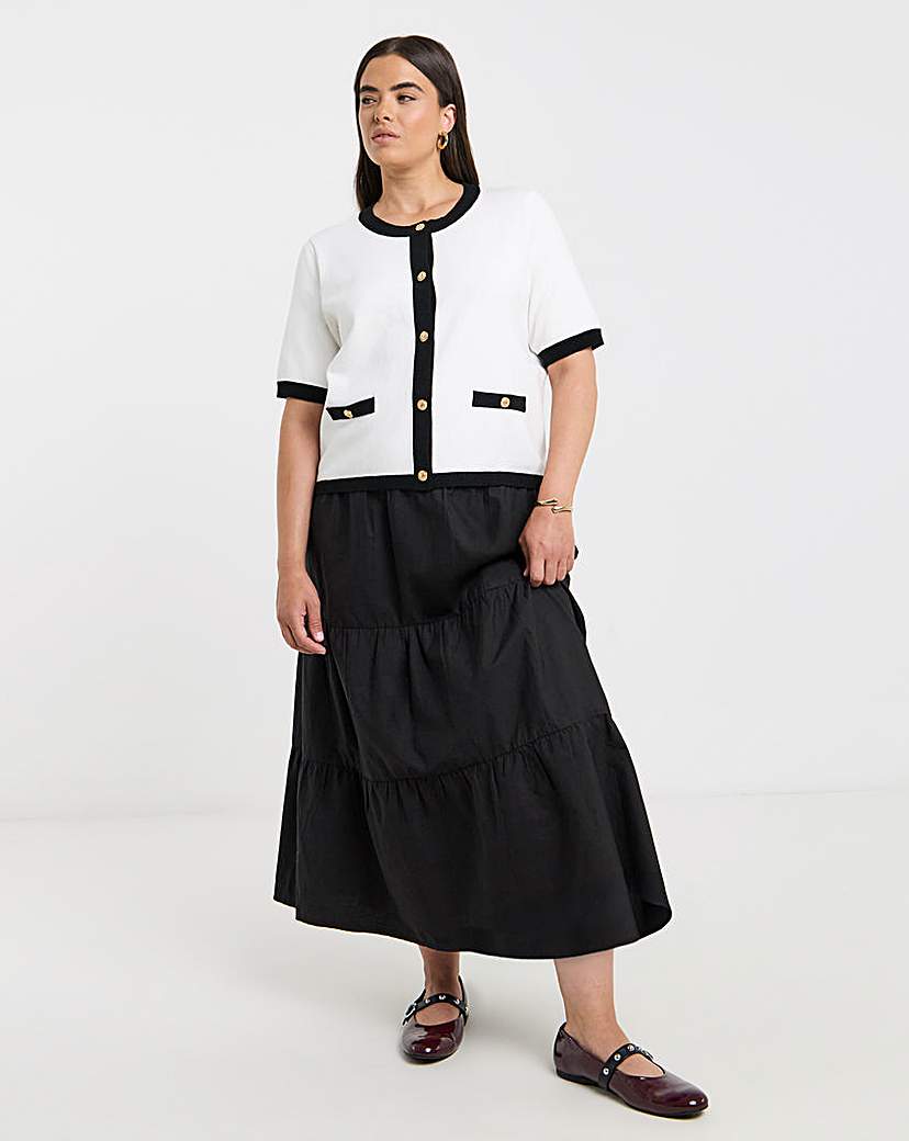 Contrast Short Sleeve Cardigan
