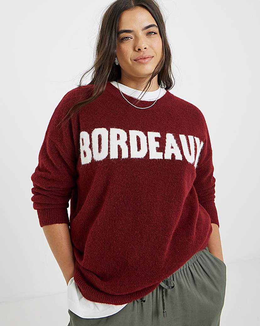 New In - Slogan Knitted Crew Neck Jumper