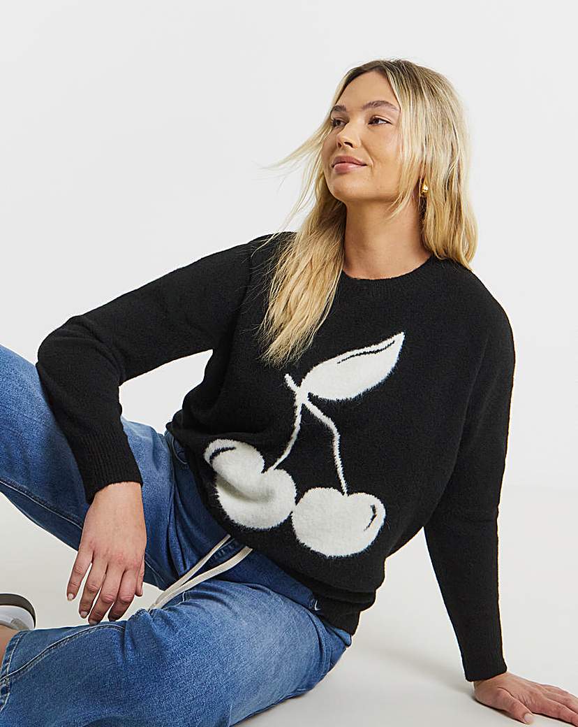 Cherry Knitted Crew Neck Jumper