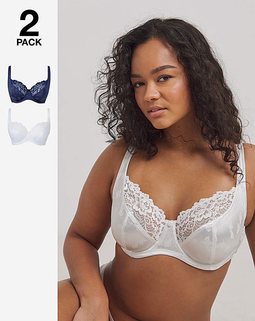 2 Pack Laura Full Cup Navy/White Bra
