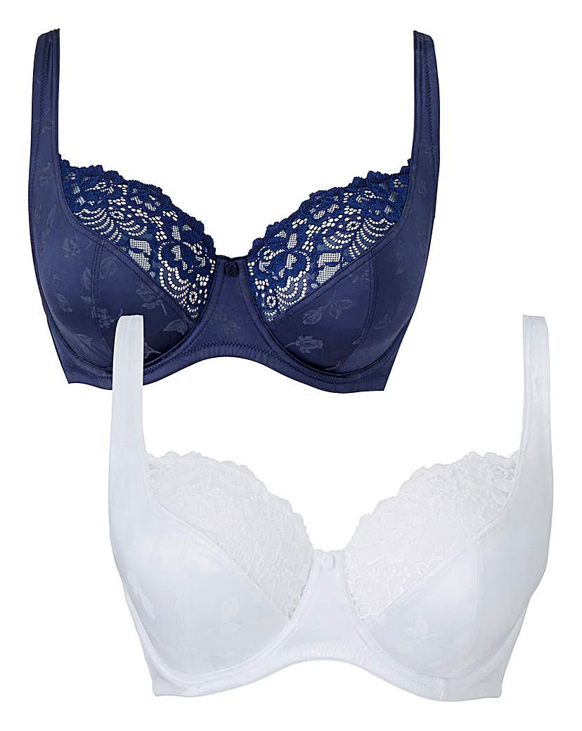 Image of 2 Pk Laura Navy/White Full Cup Wired Bra