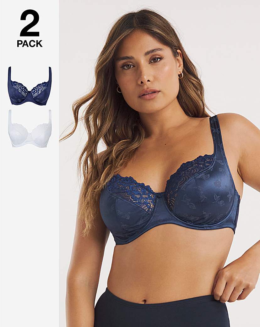 2 Pack Laura Full Cup Navy/White Bra