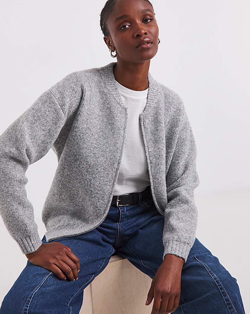 New In - Knitted Ribbed Bomber Jacket