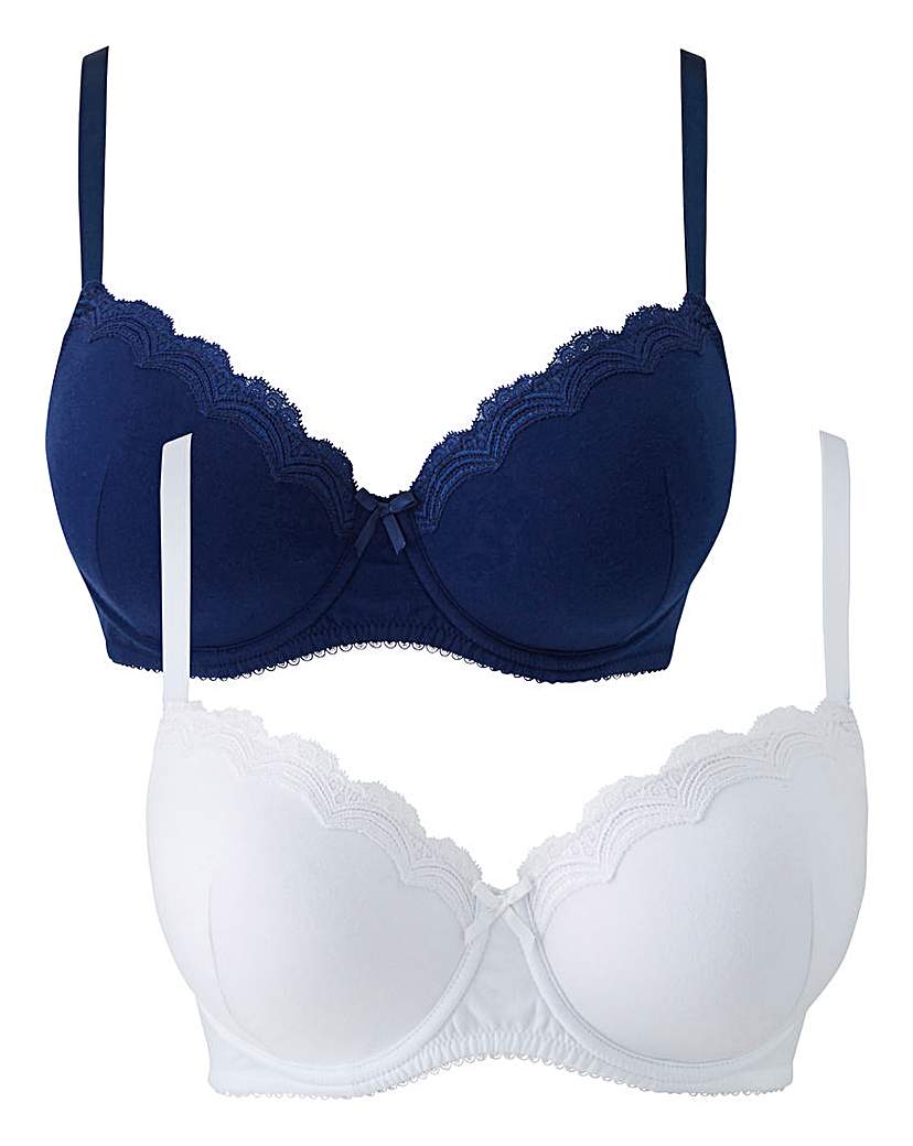 Image of 2 Pack Sophie Cotton Navy/Wht TShirt Bra