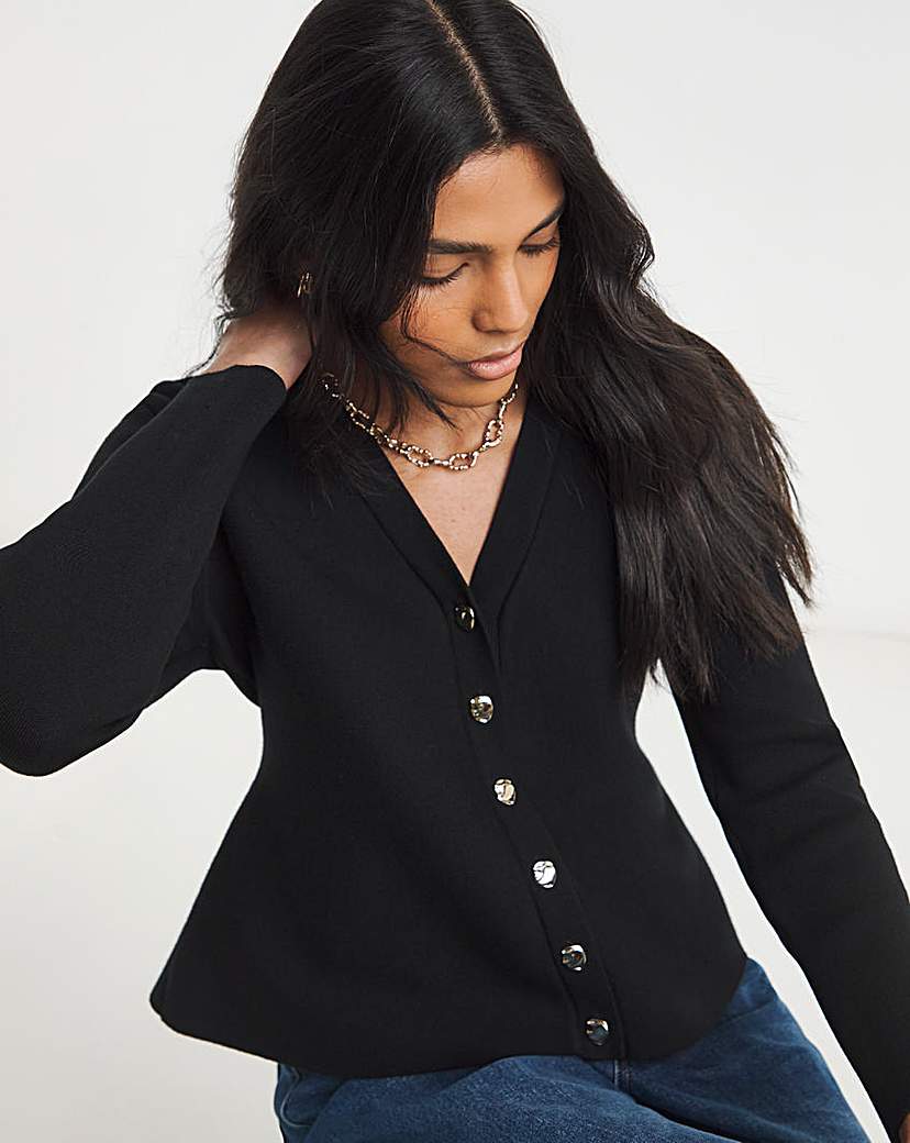 Simply Be Black Cinched Waist Compact Cardigan | JD Williams