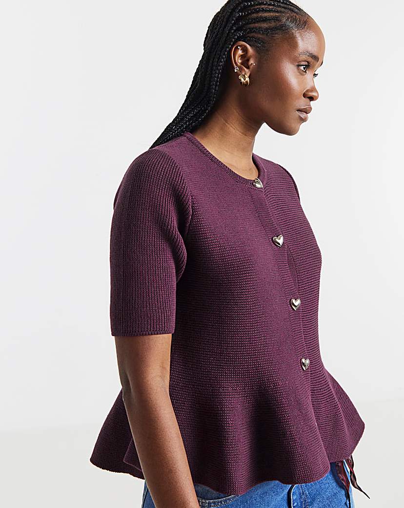 Short Sleeve Peplum Cardigan