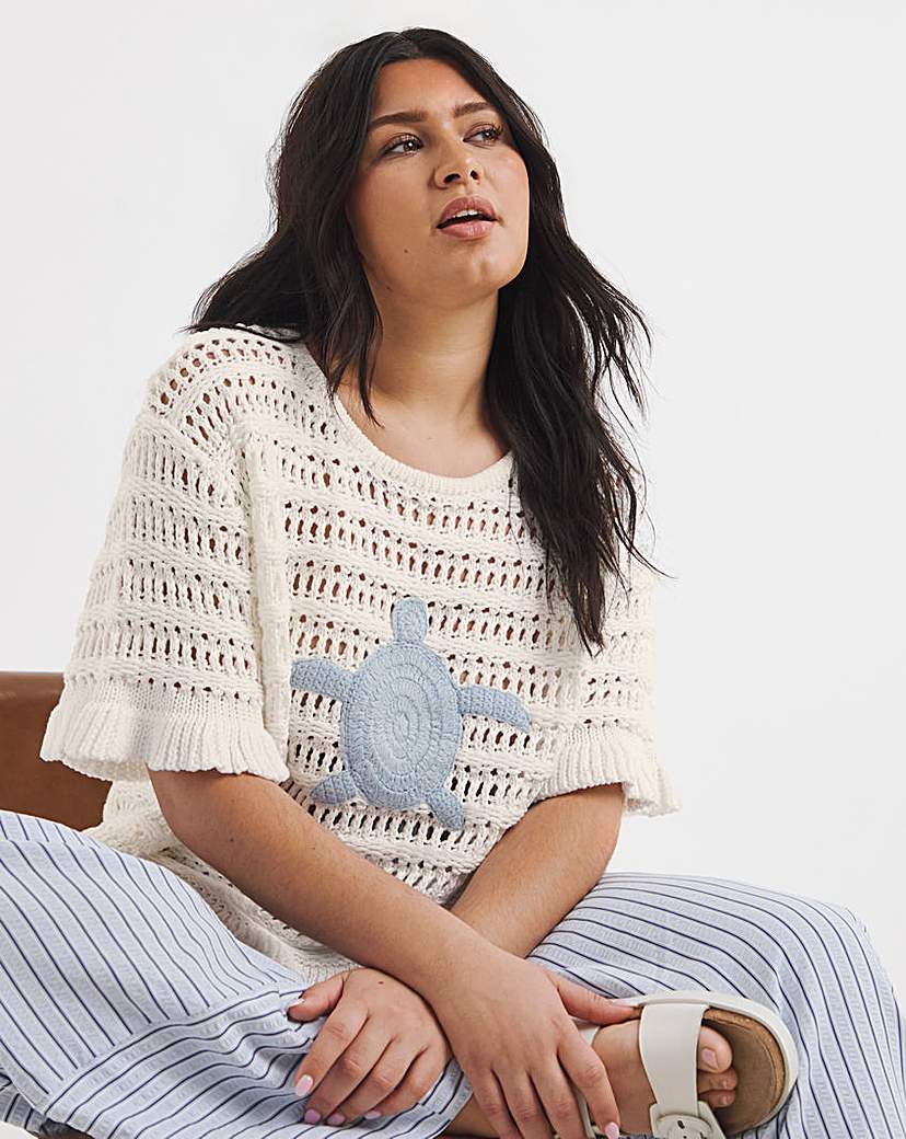 Crochet Top with Turtle Applique