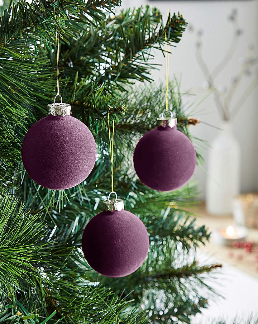Pack Flocked Glass Baubles