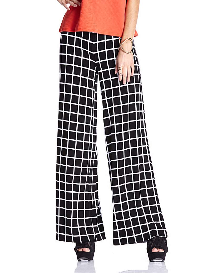 Image of Black Print Jersey Wide Leg Trousers