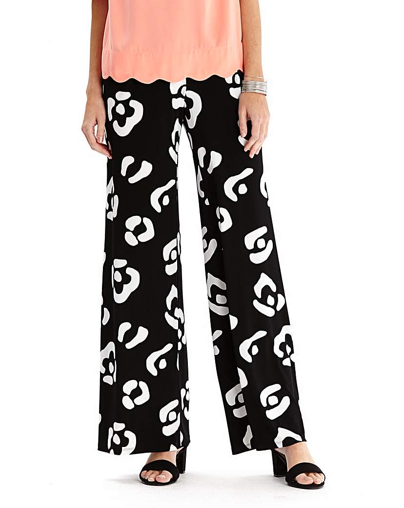Image of Animal Print Wide Leg Trousers