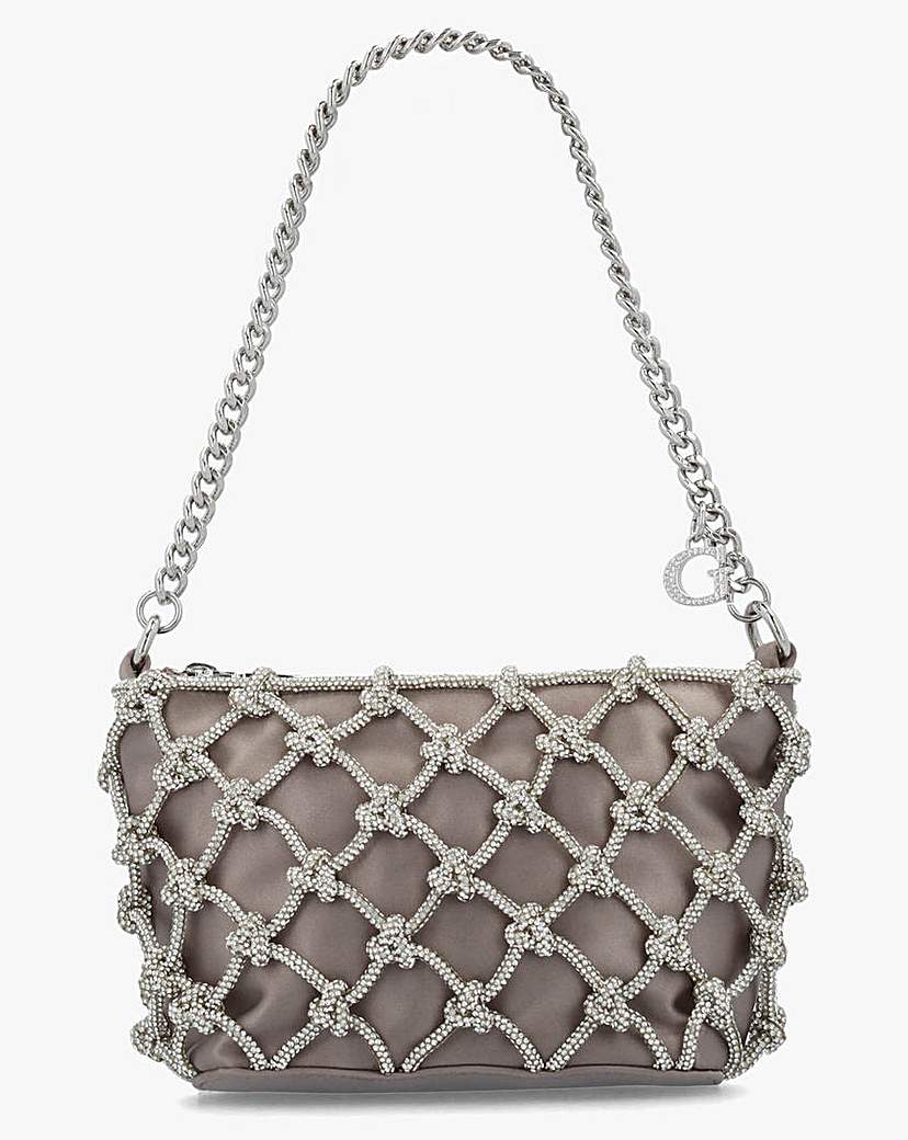 Guess Zalina Diamante Knot Shoulder Bag Silver - Guess - Size: ONE SIZE