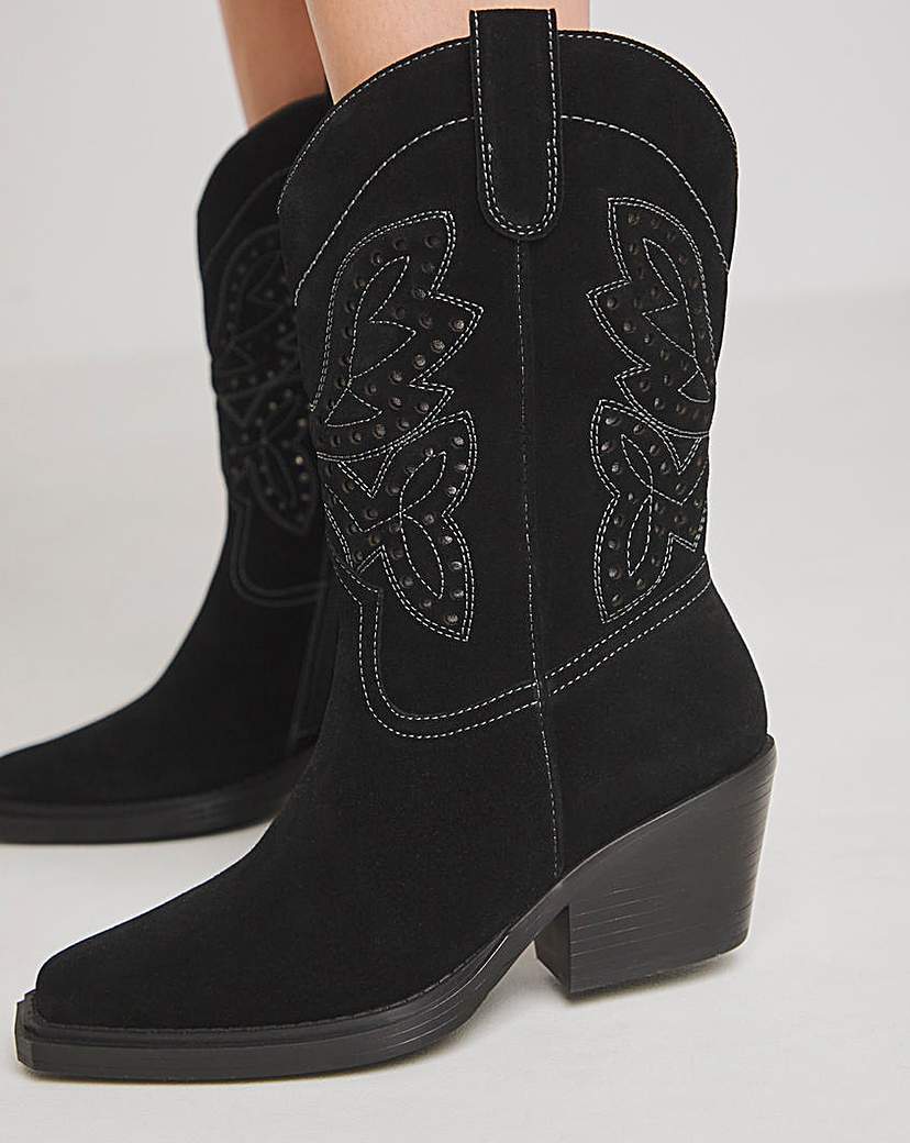 Punch Detail Western Boot Wide