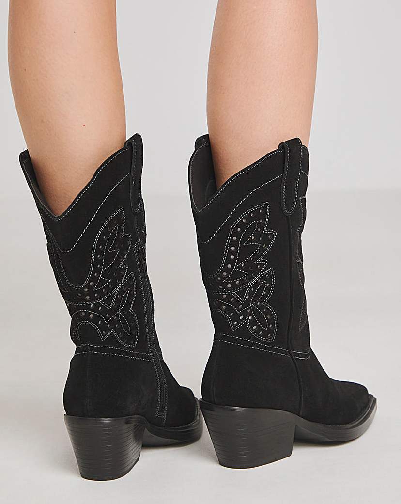 Punch Detail Western Boot Wide