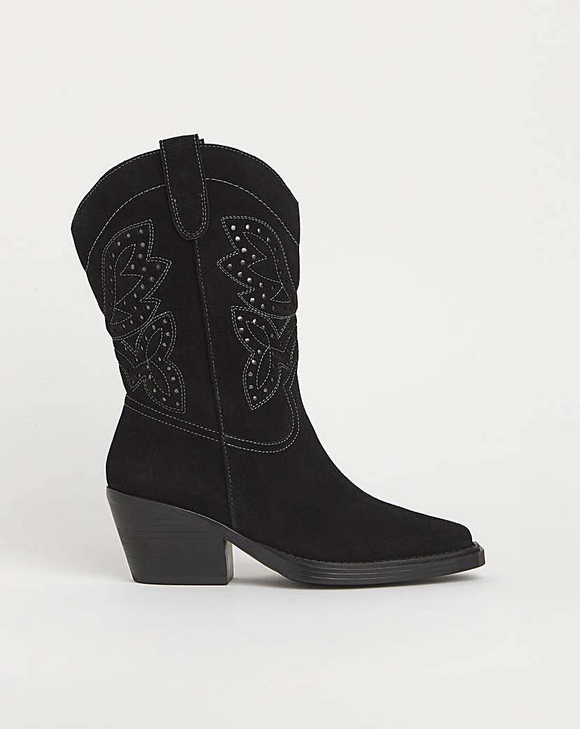 Punch Detail Western Boot Wide