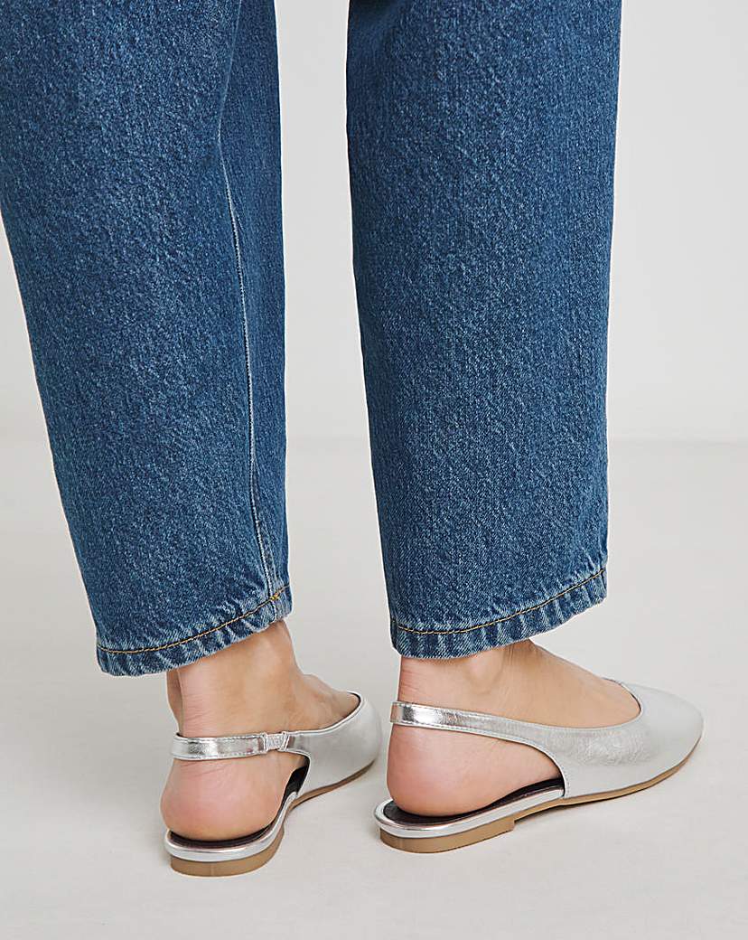 Square Toe Flat Slingback Ex Wide
