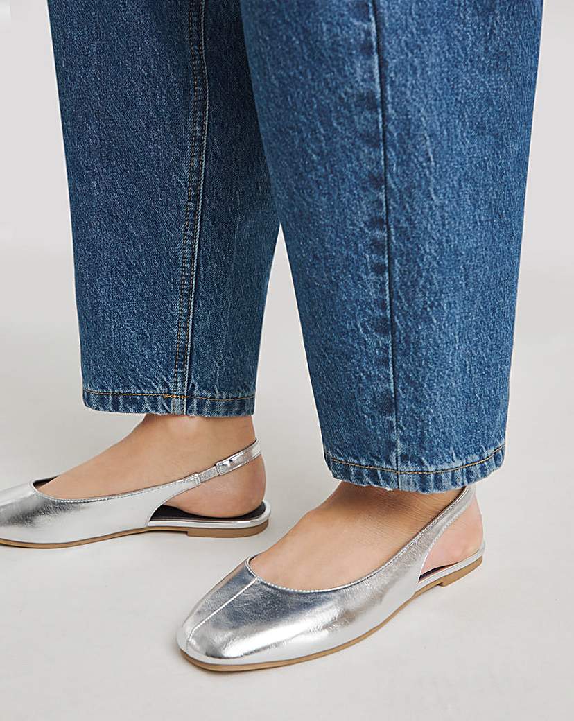 Square Toe Flat Slingback Ex Wide