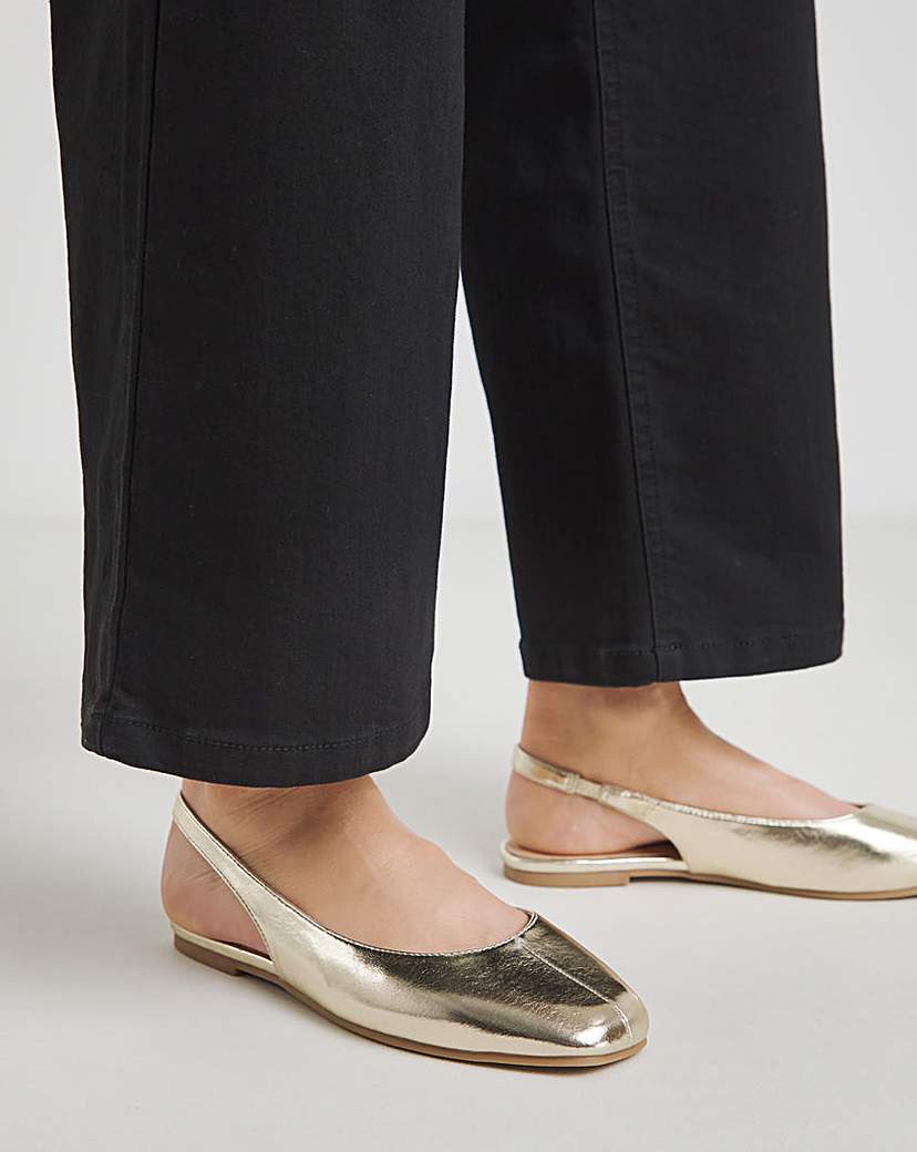 Square Toe Flat Slingback Ex Wide