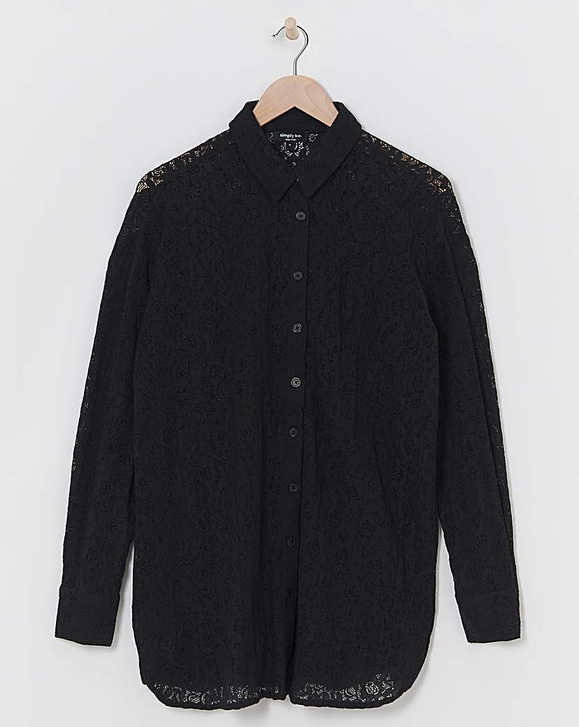 Black Longline Lace Shirt