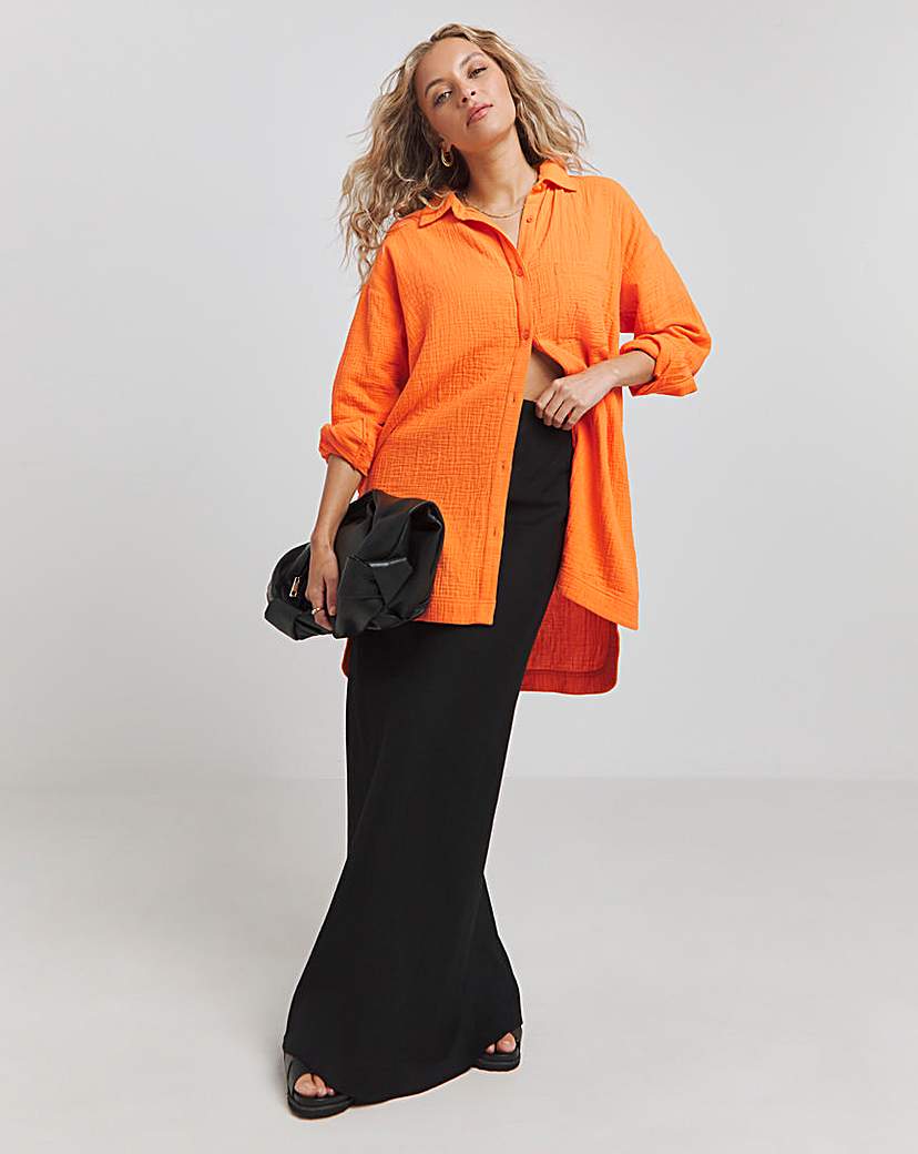 Orange Cheesecloth Pocket Shirt