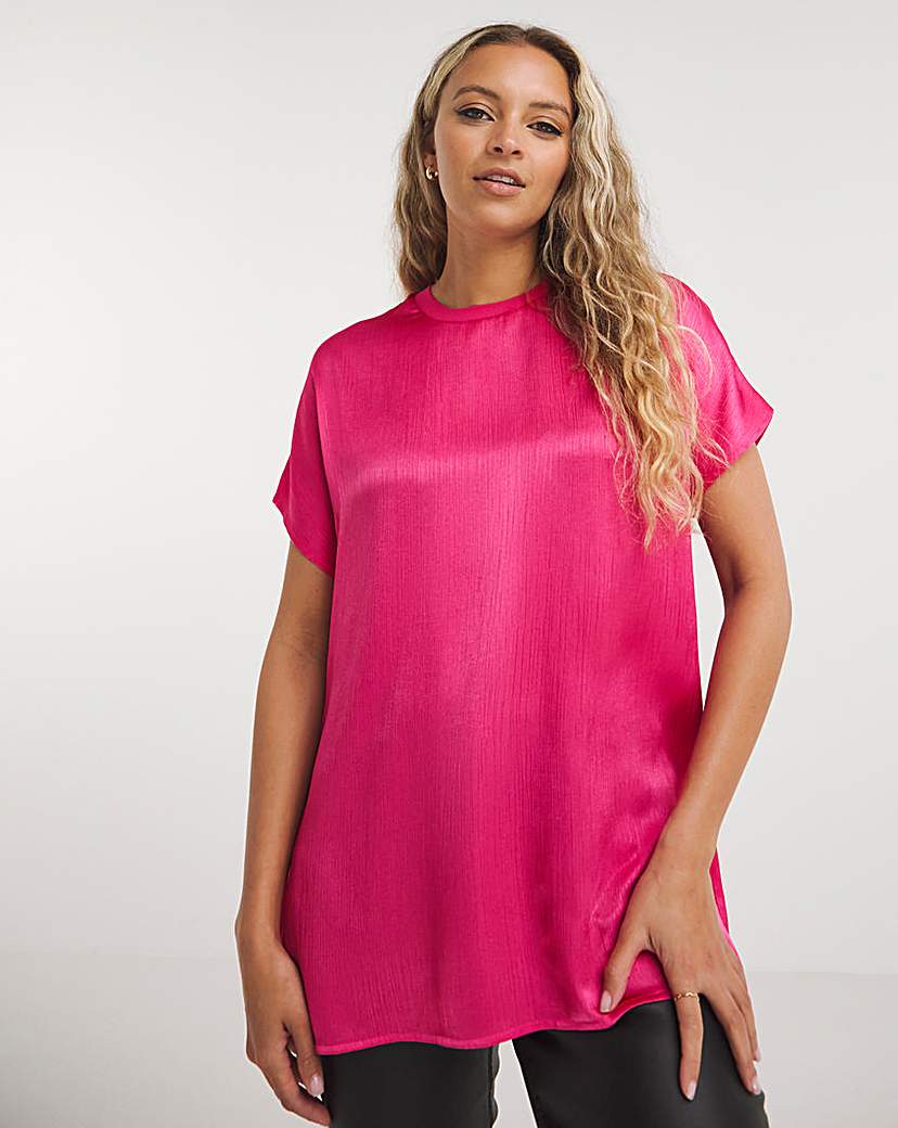 Pink Satin Boxy Top