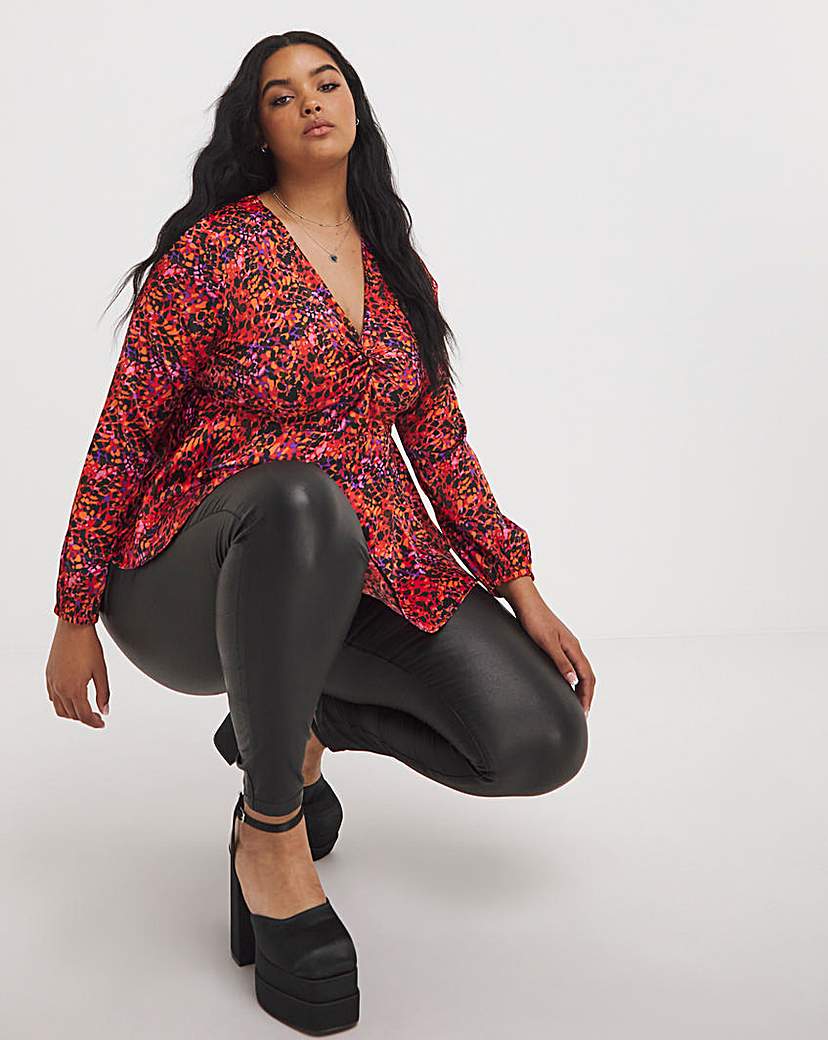 Multi Print Twist Front Blouse - Multi Print