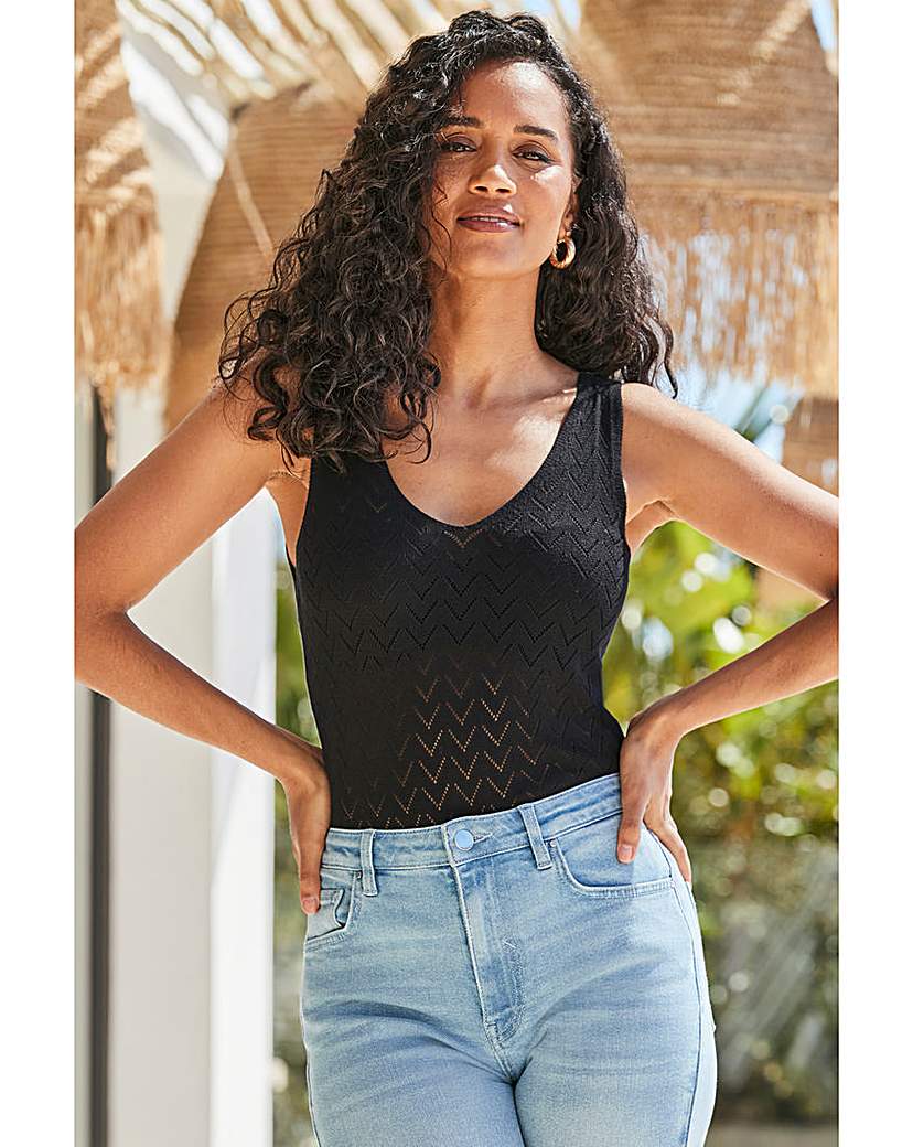 Sosandar Metallic Pointelle Vest