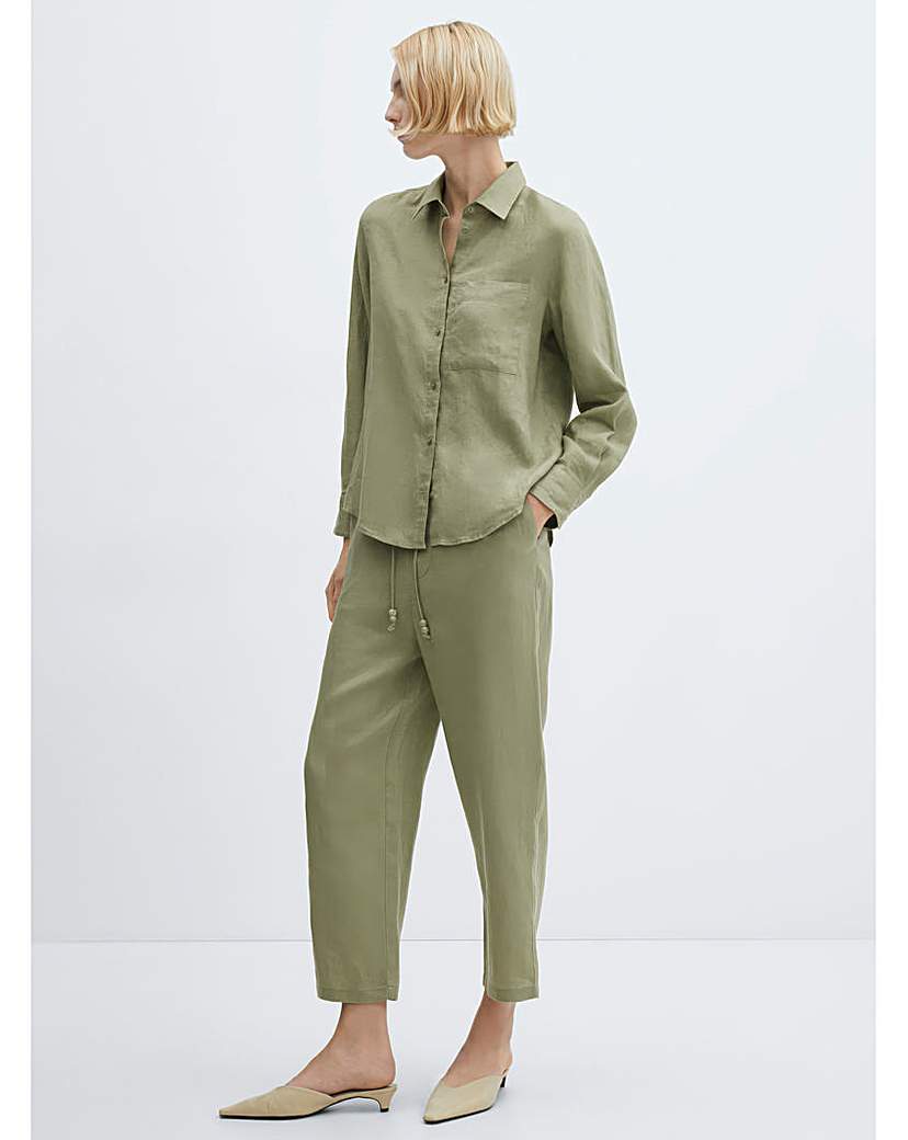 Mango Linen Tie Waist Trousers