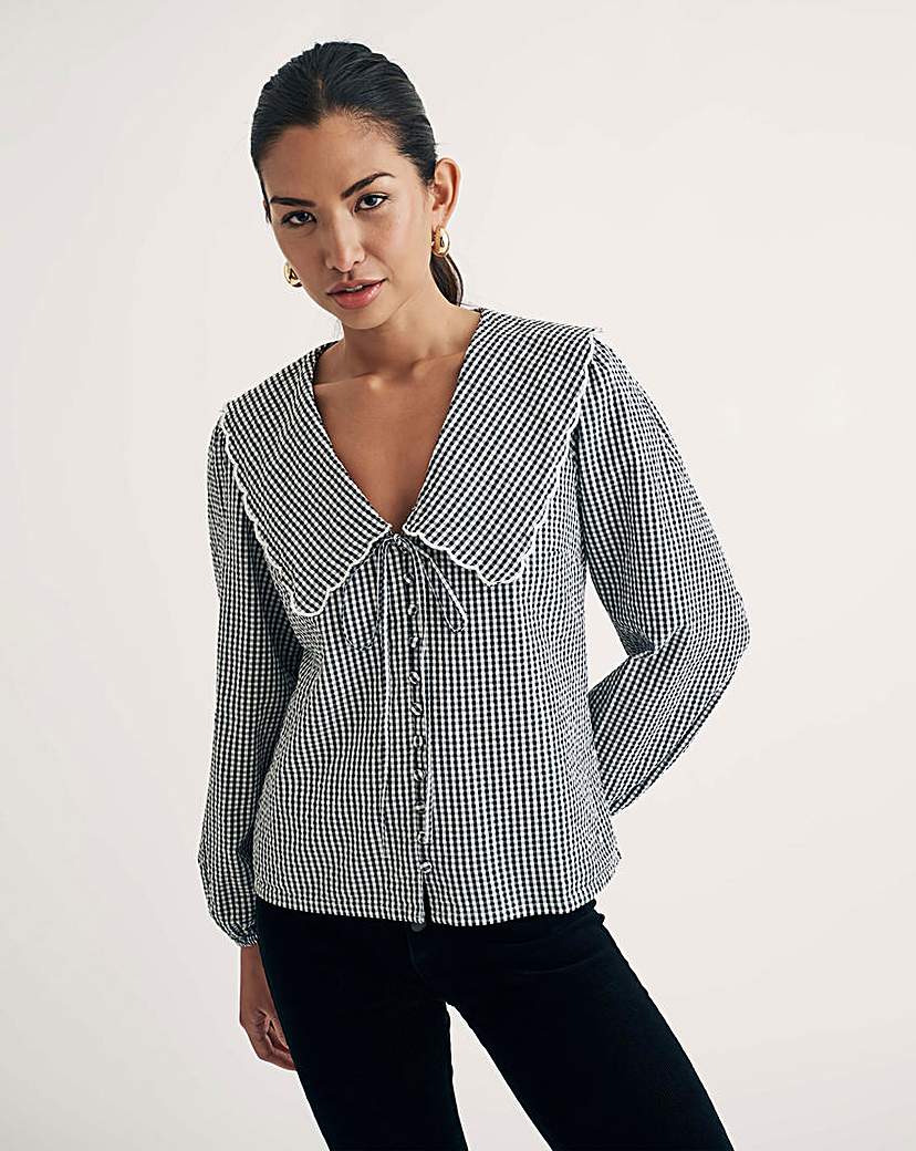 Nobody's Child Gingham Check Blouse