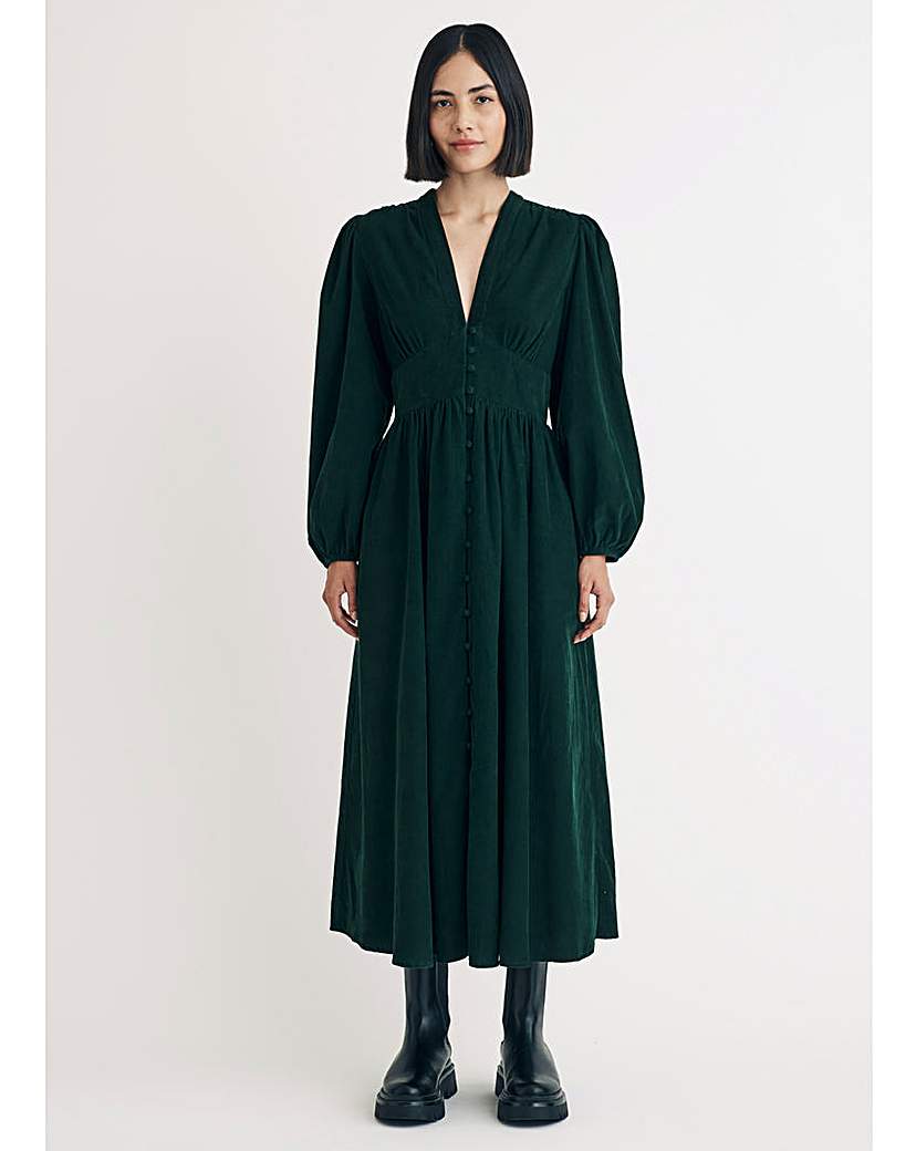 Nobody's Child Green Cord Midaxi Dress