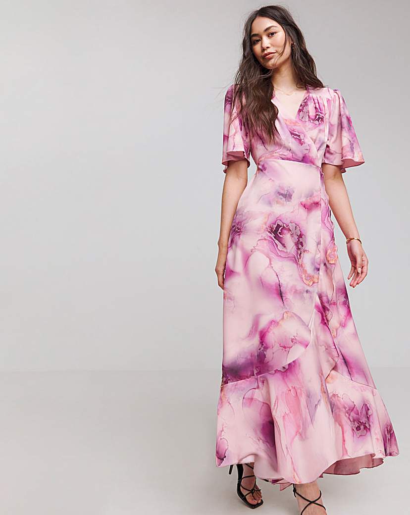 Flounce London Marble Wrap Maxi Dress