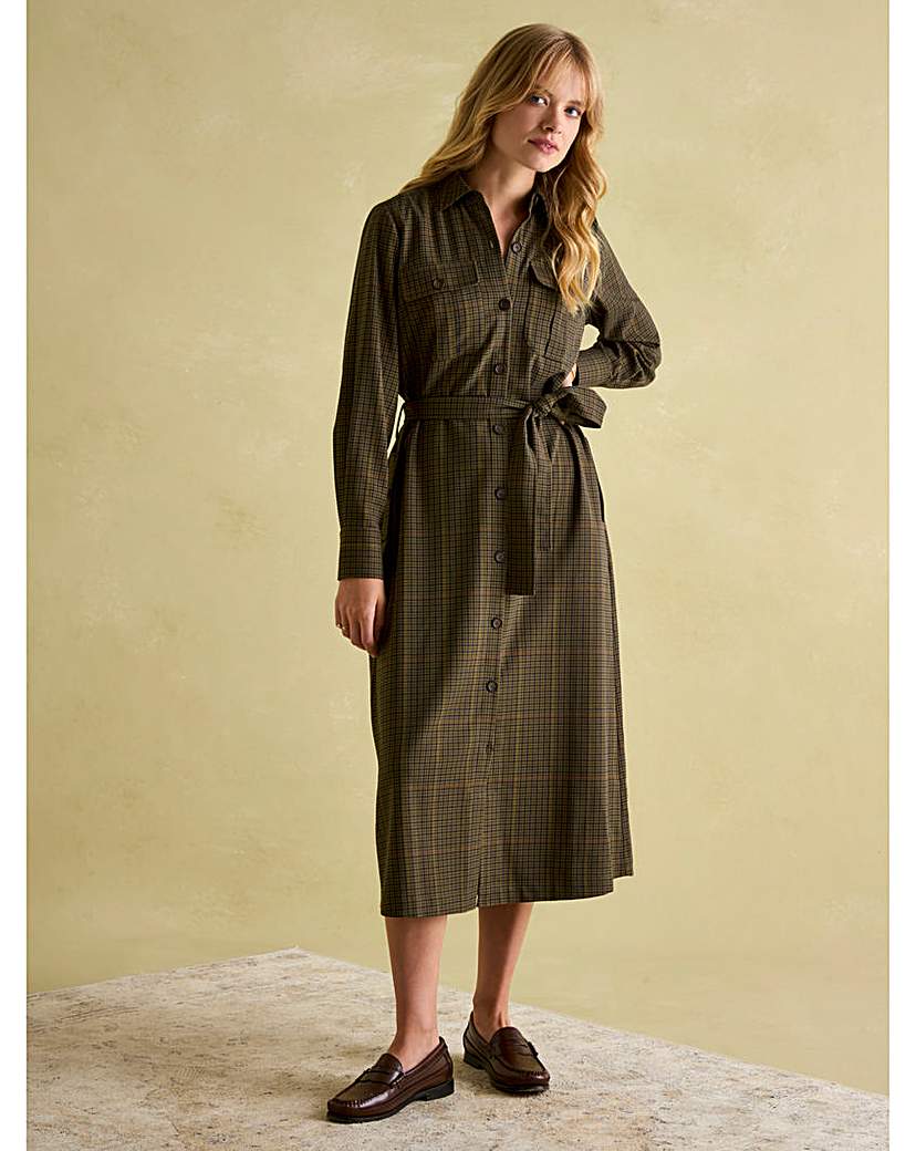 Joules Checked Shirt Midi Dress