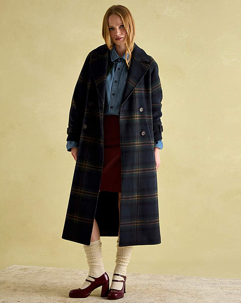 Joules Amberley Check Longline Coat