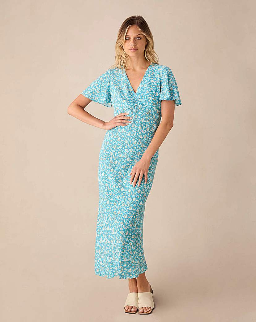 Ro&Zo Ditsy Puff Sleeve Midi Dress