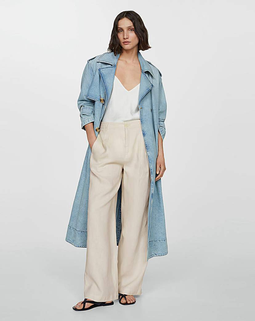 Mango Pure Linen Wide Leg Trousers