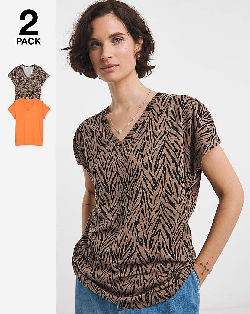 2 Pack V-Neck Cotton T-Shirts