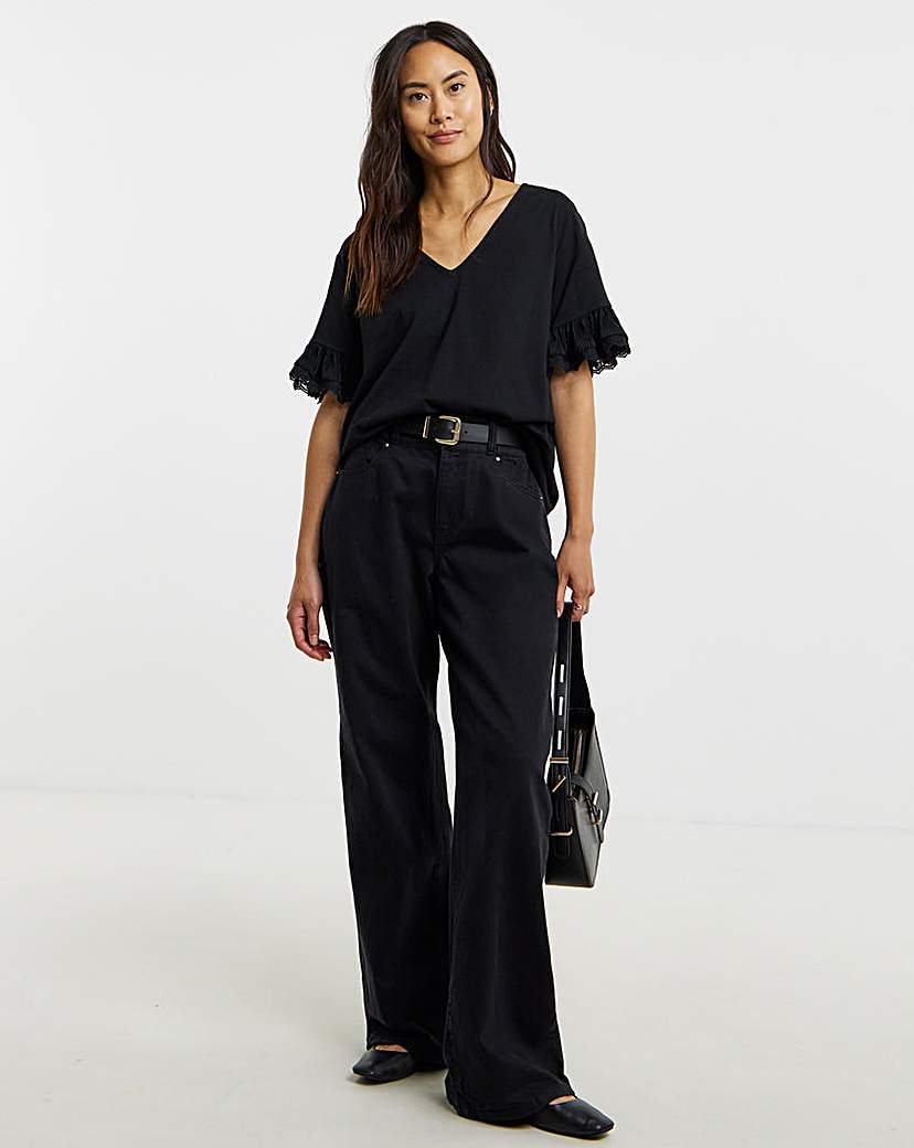 Frill Sleeve Top Black JD Williams Size …