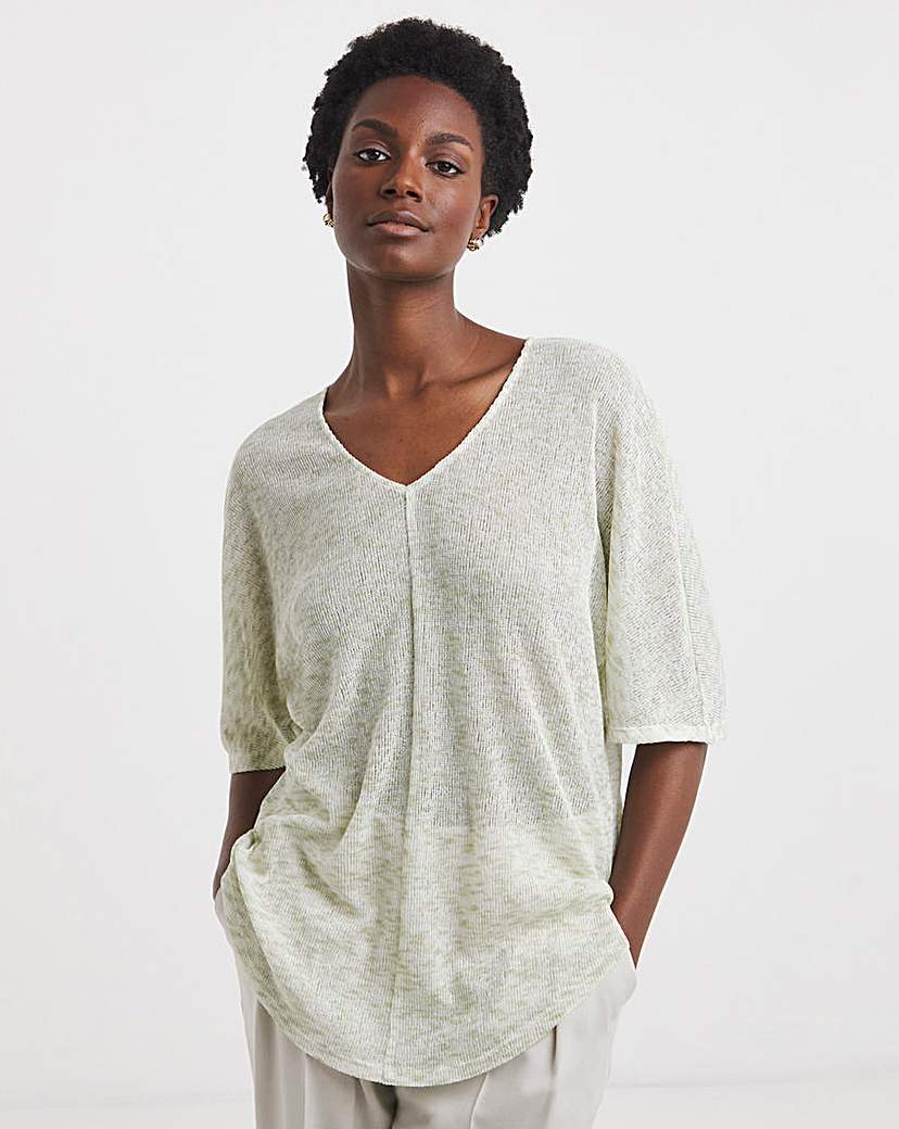 Space Dye Textured Curved Hem