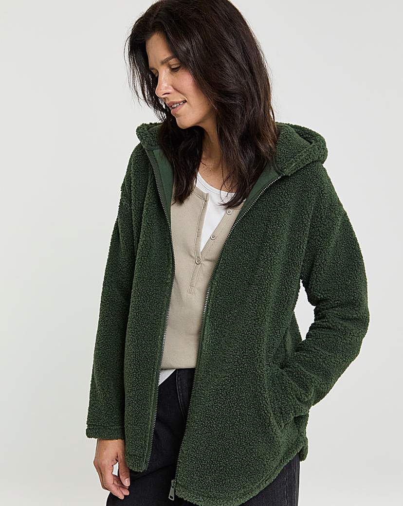 New In - Borg Longline Zip Through Hoodie