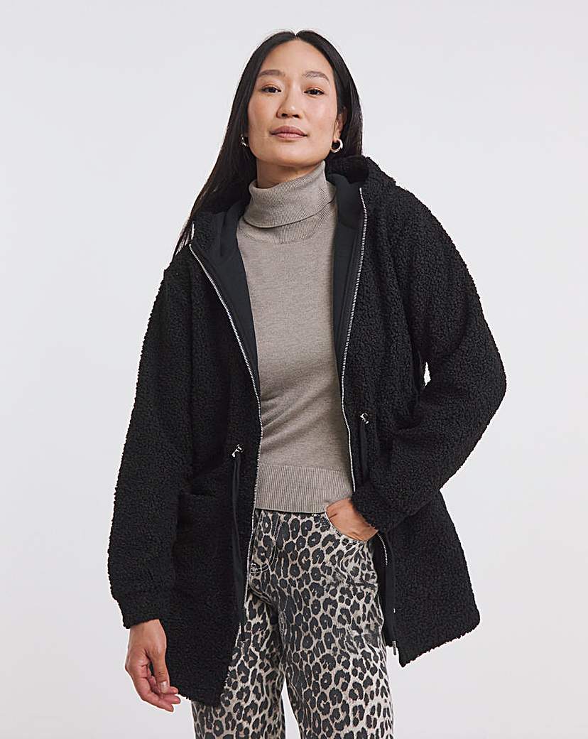 New In - Borg Zip Through Longline Hoodie