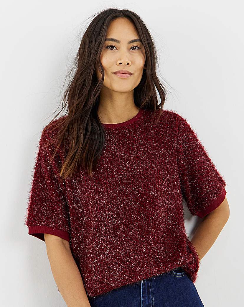 New In - Glitter Knit Short Sleeve Sweatshirt