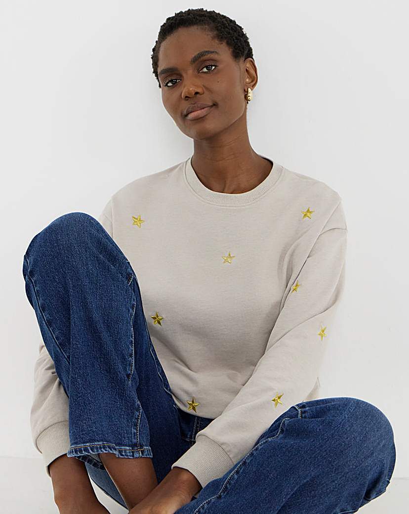 New In - Star Metallic Embroidered Sweashirt
