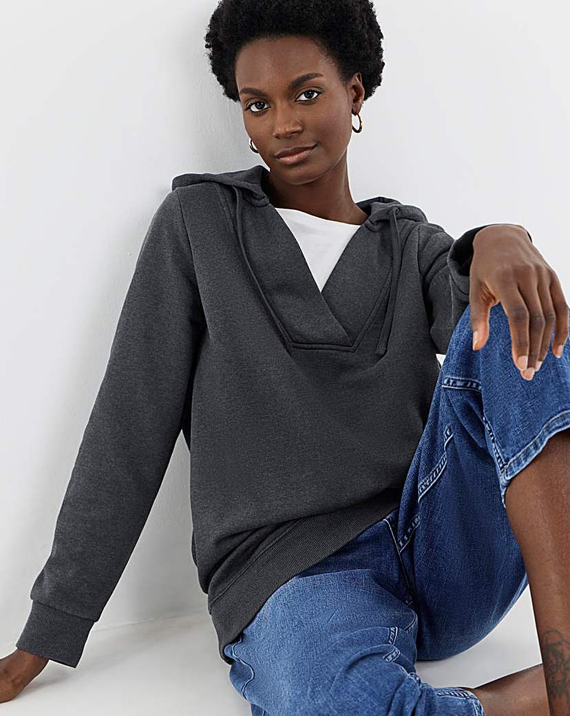 New In - Pull Over Open Neck Hoodie