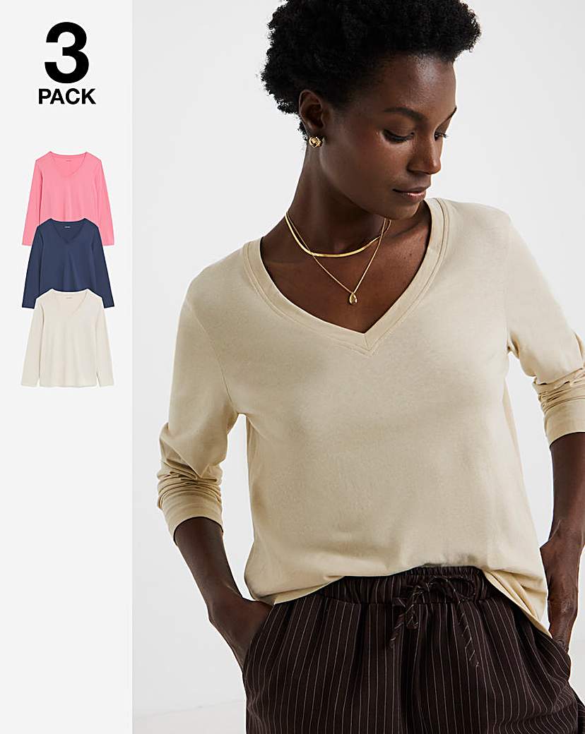 New In - 3 Pack V-Neck Long Sleeve T-Shirts
