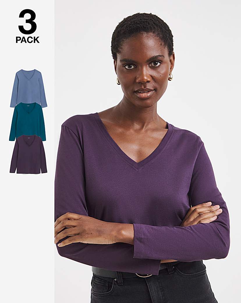 New In - 3 Pack V Neck Long Sleeve T-Shirts