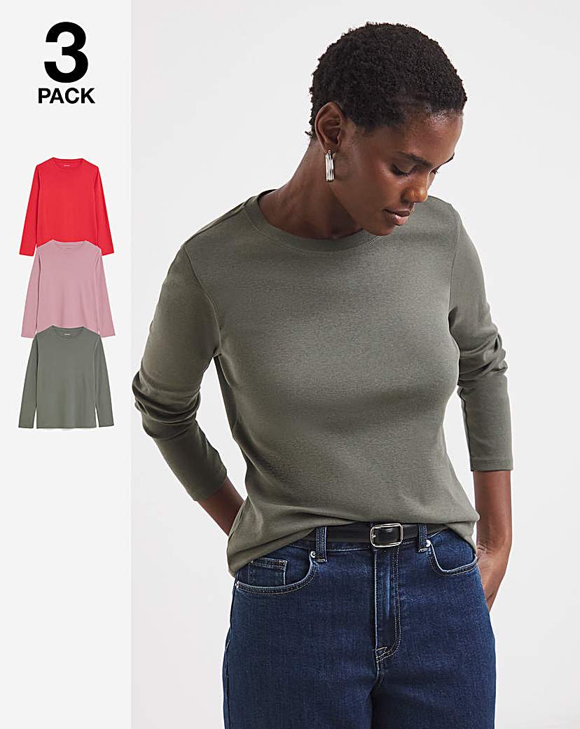 New In - 3 Pack Crew Neck Long Sleeve
