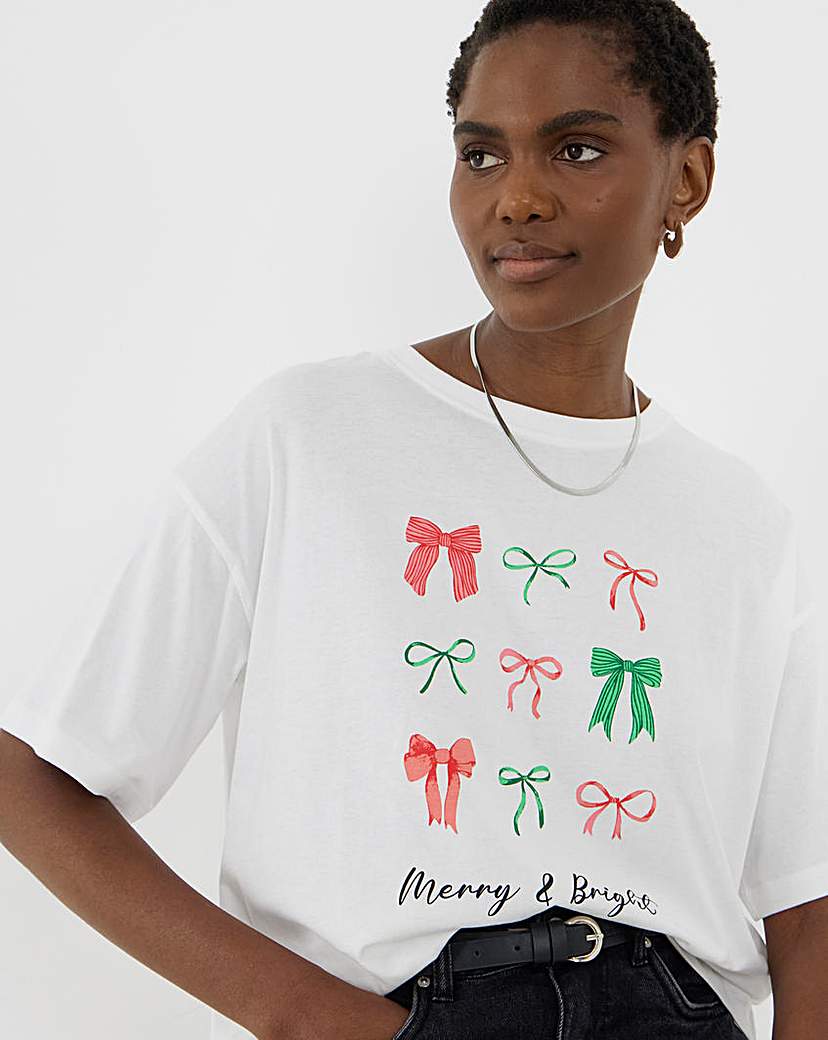 New In - White Bow Christmas T-Shirt