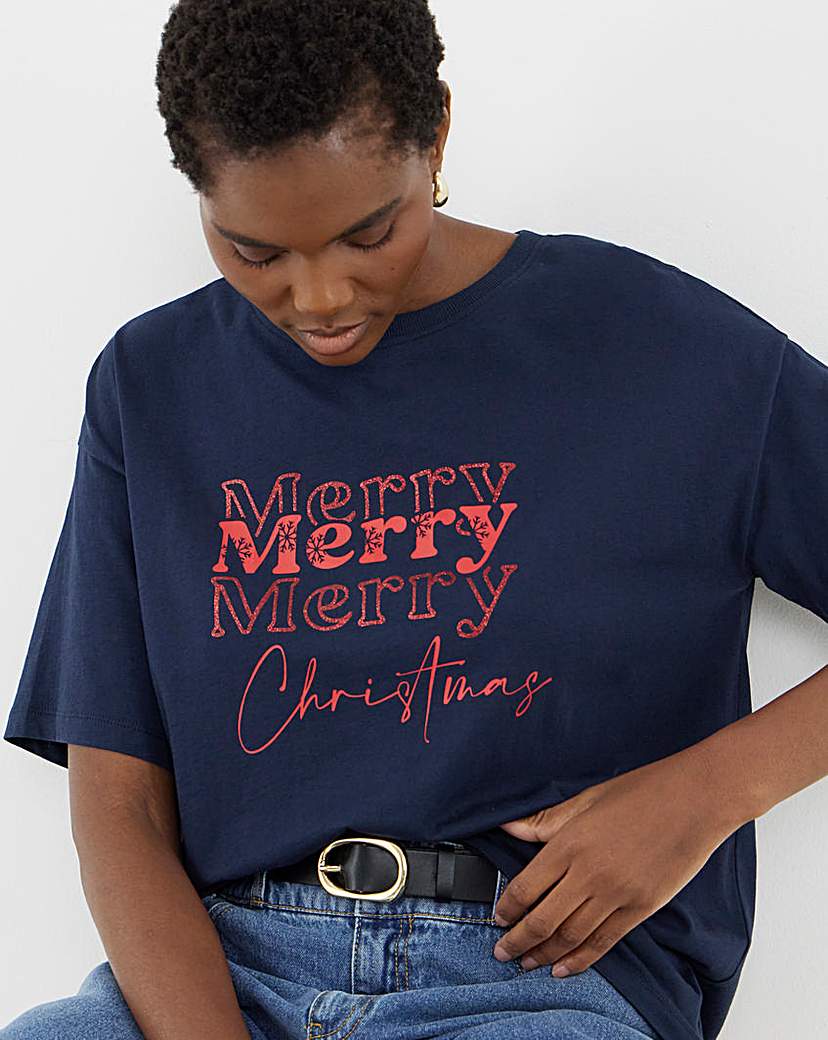 New In - Navy Merry Christmas T-Shirt